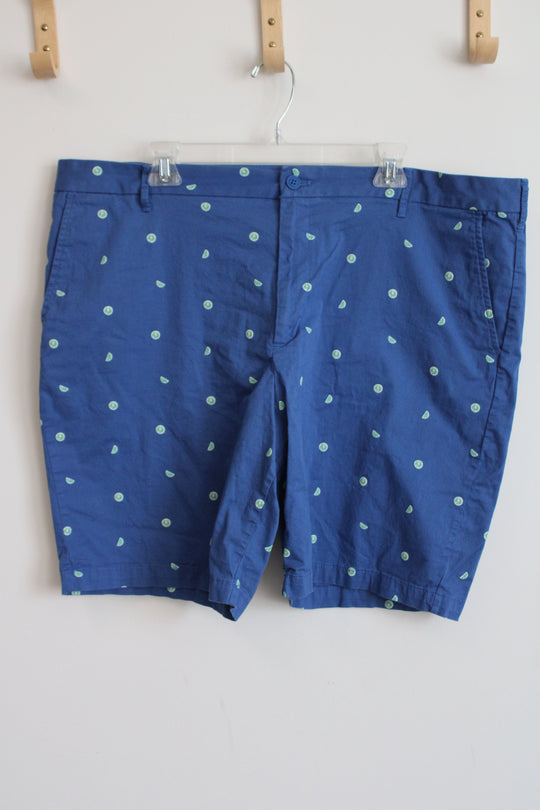 Izod Stretch Blue Lime Print Bermuda Shorts | 42