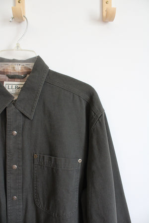 Vintage L.L. Bean Olive Green Flannel Lined Shacket | L