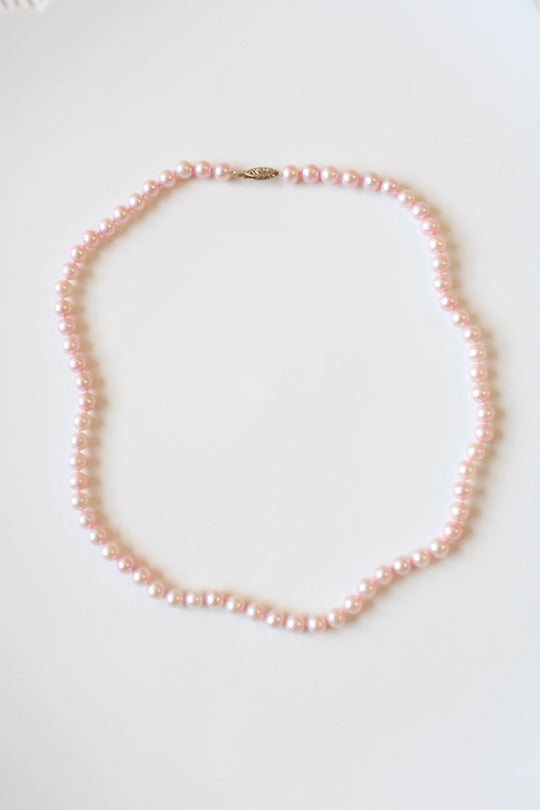 Pink Pearl 10K Yellow Gold Clasp Necklace