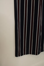 Wrapper Blue and Burgundy Striped Dress with Grommet Waist Tie | XL