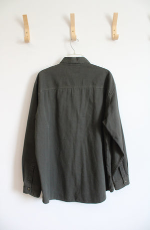 Vintage L.L. Bean Olive Green Flannel Lined Shacket | L