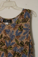 Sag Harbor Tan and Blue Floral Sleeveless Dress | M