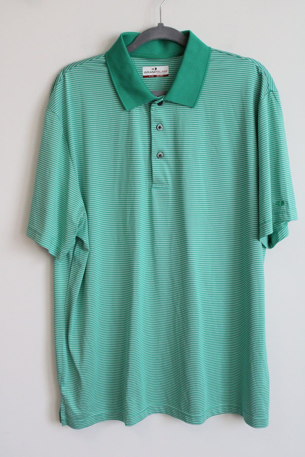 Grand Slam Green White Striped Polo Shirt | XL