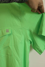 New Tide Point Lime Green Athletic Button-Down Shirt with Pocket | XXL