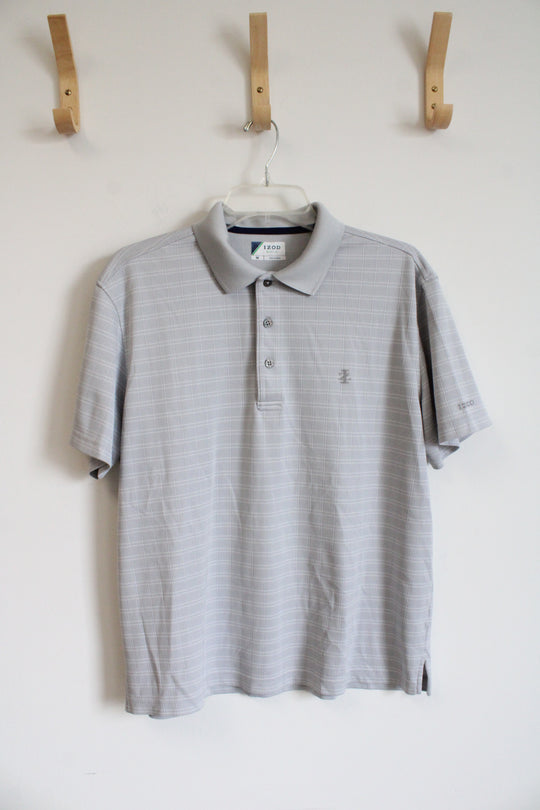 Izod Golf Gray & White Plaid Polo Shirt | M