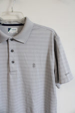 Izod Golf Gray & White Plaid Polo Shirt | M