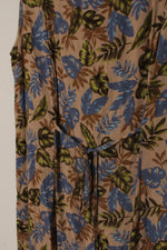 Sag Harbor Tan and Blue Floral Sleeveless Dress | M
