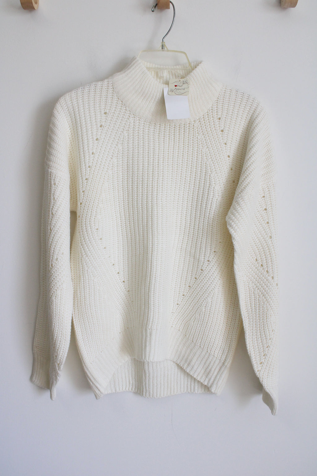 NEW Poof Apparel Cream Knit Mock Neck Sweater | M