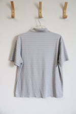 Izod Golf Gray & White Plaid Polo Shirt | M
