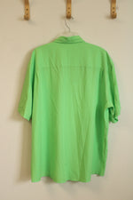New Tide Point Lime Green Athletic Button-Down Shirt with Pocket | XXL