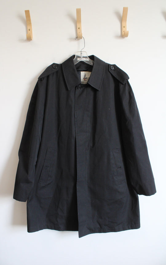 Misty Harbor Vintage Black Trench Coat | XL