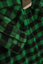 NEW LL Bean Green and Black Plaid Wool Button Down Collared Jacket | LT