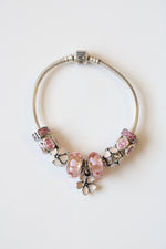 Pandora Pink Flower Charm Beaded Bracelet