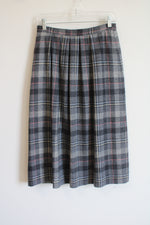 Pendleton Vintage Gray Plaid Wool Pleated Midi Skirt | 10