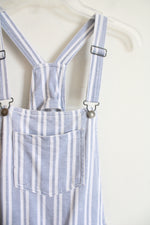 Wallflower Blue & White Striped Short Overalls | M