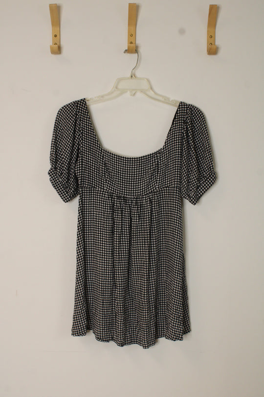 Kendall & Kylie Gingham Dress with Puff Sleeves | S