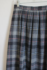 Pendleton Vintage Gray Plaid Wool Pleated Midi Skirt | 10