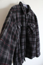 Berkeley Jensen Gray Black & Red Plaid Fleece Shacket | XXL