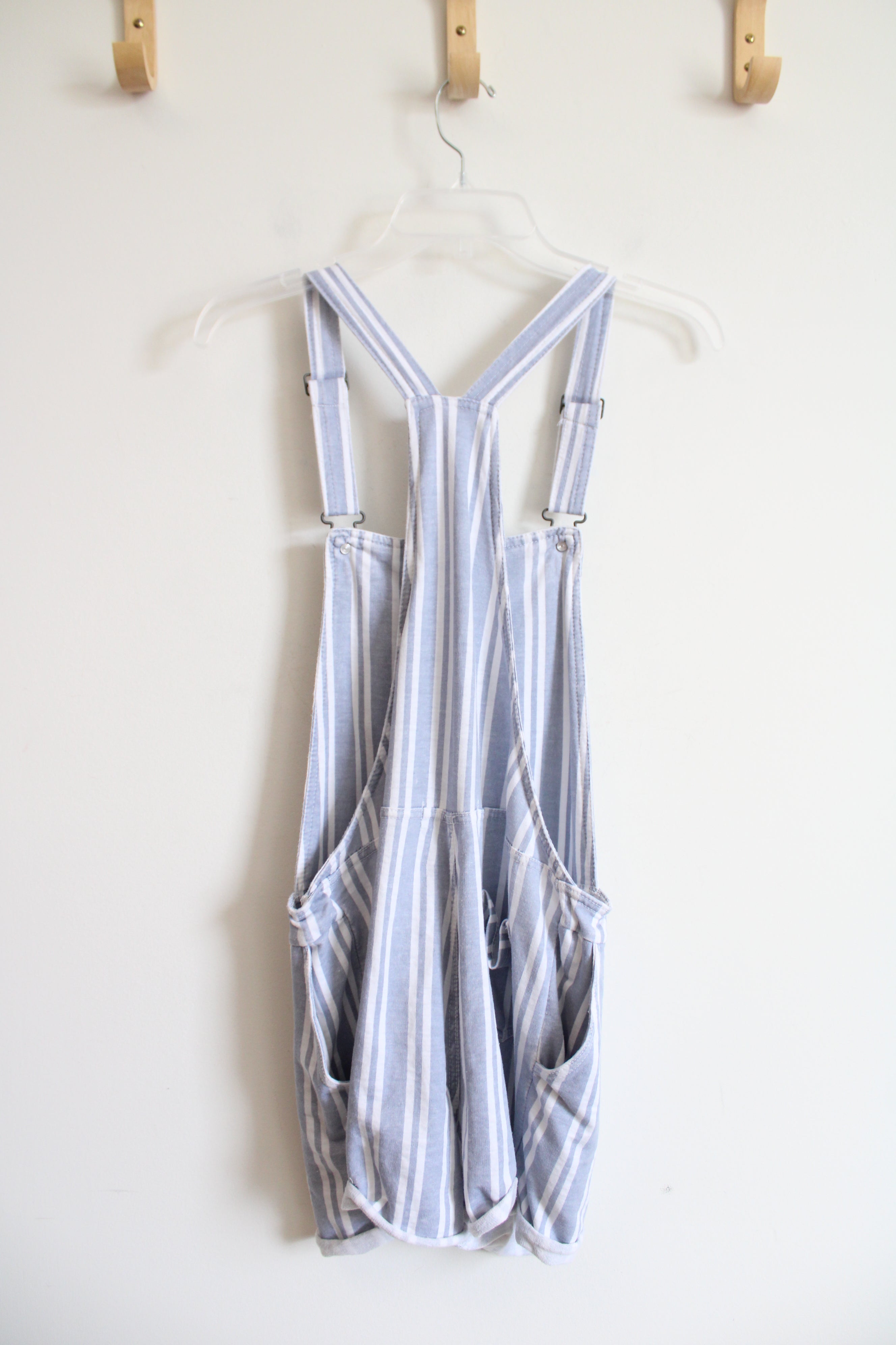Wallflower Blue & White Striped Short Overalls | M