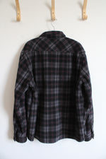Berkeley Jensen Gray Black & Red Plaid Fleece Shacket | XXL