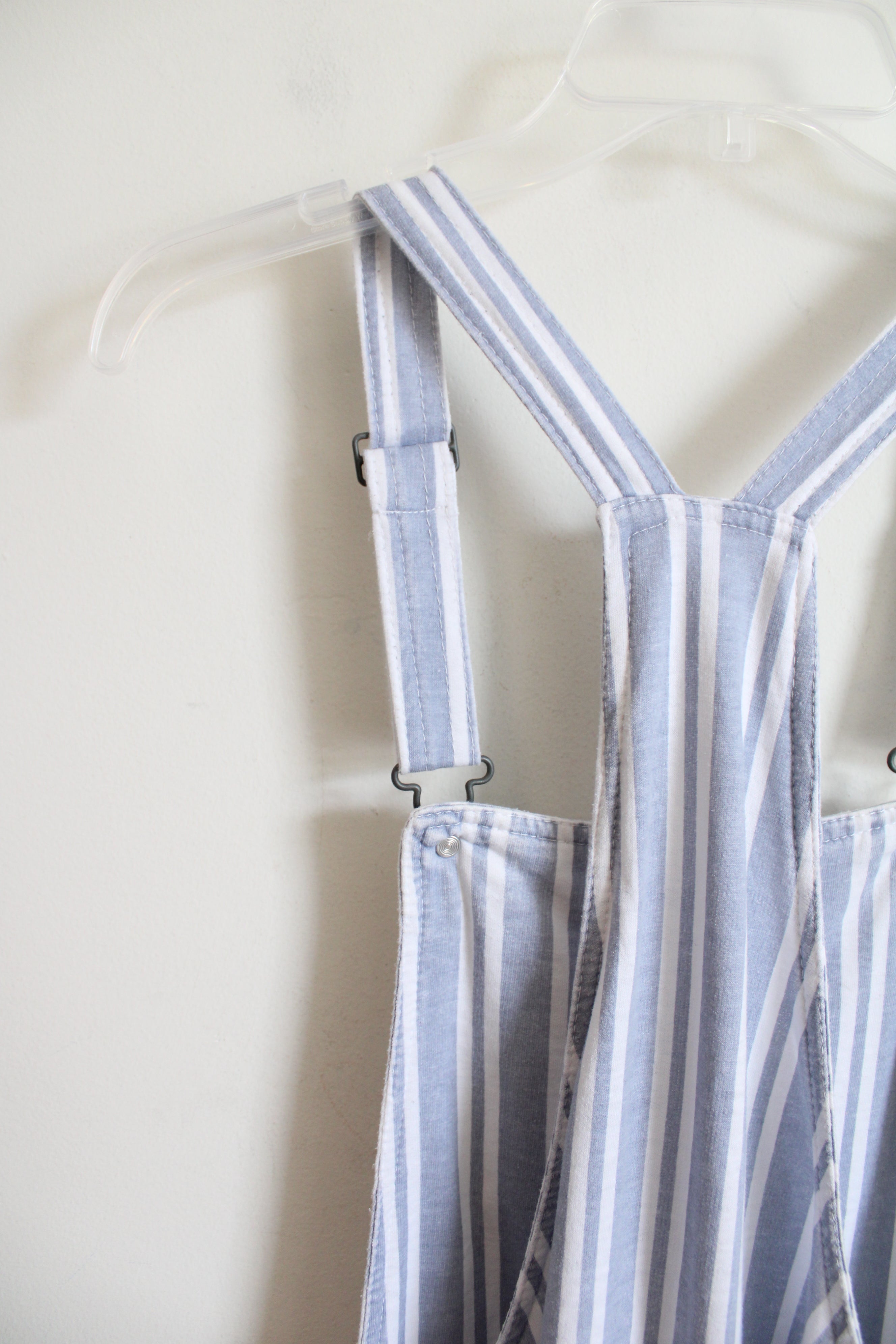 Wallflower Blue & White Striped Short Overalls | M
