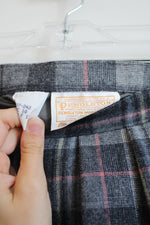 Pendleton Vintage Gray Plaid Wool Pleated Midi Skirt | 10