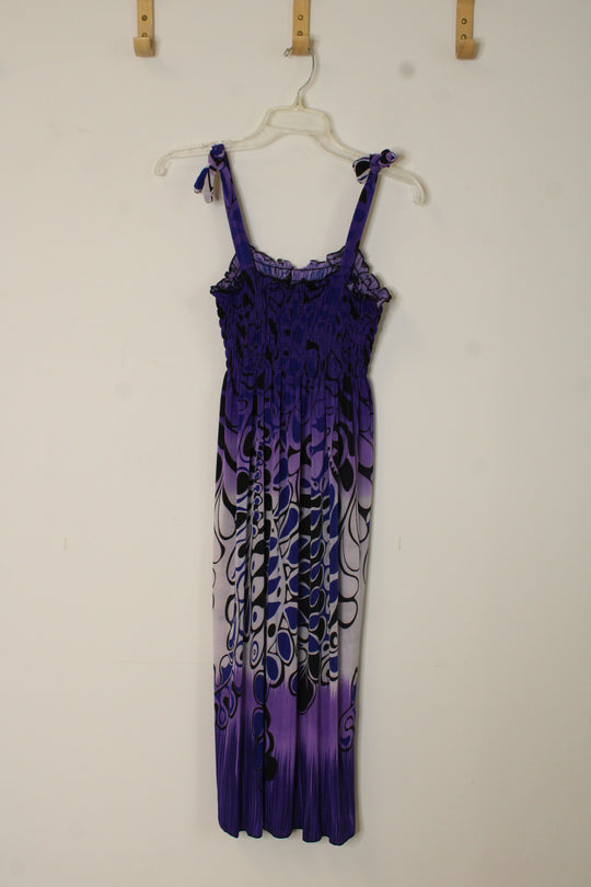 FC Purple Printed Vintage Style Midi Dress | S-M