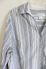 CJ Banks Blue & White Striped Button Down Top | 2X