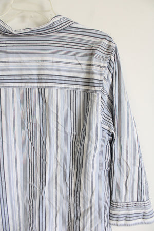 CJ Banks Blue & White Striped Button Down Top | 2X