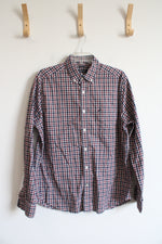Nautica Classic Fit Red White & Blue Plaid Button Down Shirt | L
