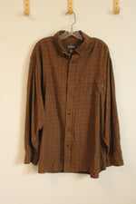 Woolrich Cotton Brown with Yellow and Blue Plaid Button-down Flannel Shirt | XL