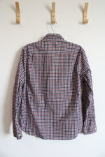 Nautica Classic Fit Red White & Blue Plaid Button Down Shirt | L