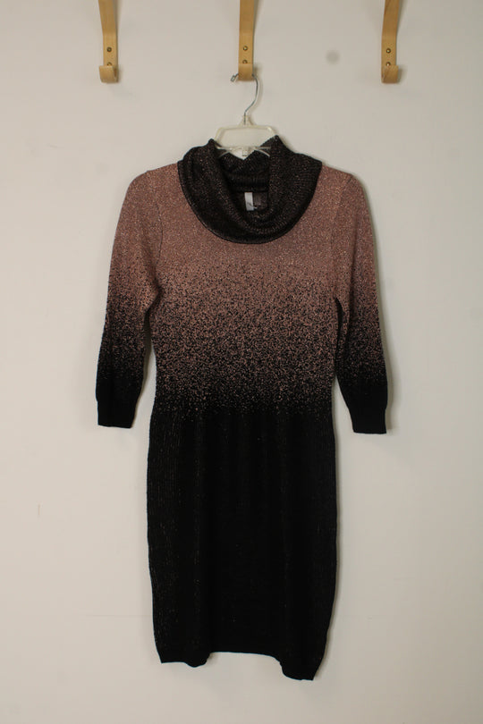 NY Collection Pink Shimmer Ombre Cowl Neck Dress | S