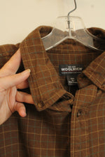Woolrich Cotton Brown with Yellow and Blue Plaid Button-down Flannel Shirt | XL