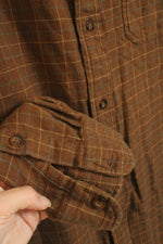 Woolrich Cotton Brown with Yellow and Blue Plaid Button-down Flannel Shirt | XL