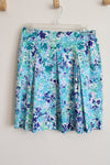 New York & Co. Blue Floral Pleated Skirt | 2
