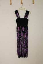 FC Purple and Black Printed Vintage Style Midi Dress | S-M