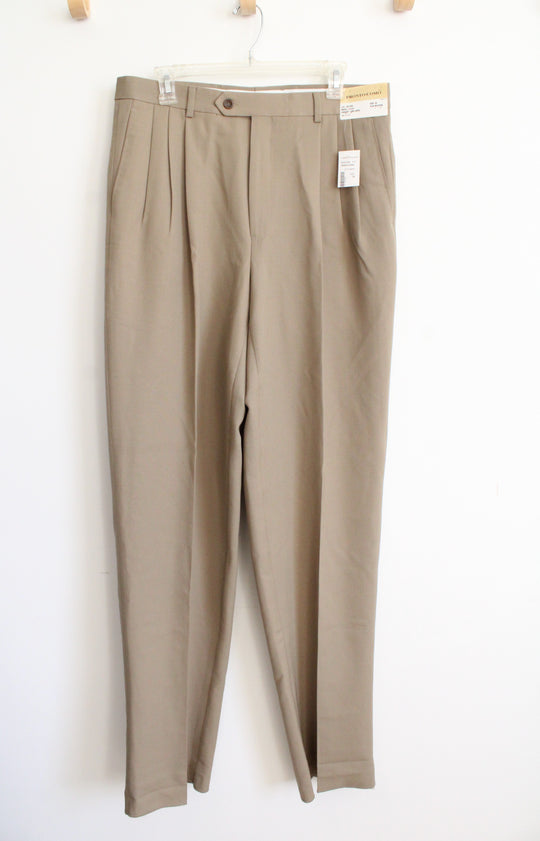 NEW Pronto Uomo 3 Pleat 100% Wool Tan Pant | 34