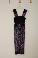 FC Purple and Black Printed Vintage Style Midi Dress | S-M
