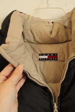 Tommy Hilfiger Reversible Black / Tan Zipper Puffer Vest with Logo