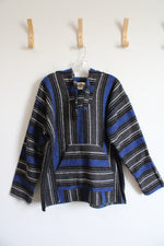 Earth Ragz Blue Gray Black & White Baja Hoodie | L