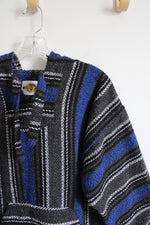 Earth Ragz Blue Gray Black & White Baja Hoodie | L