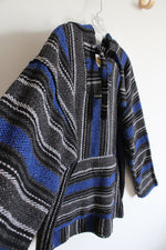 Earth Ragz Blue Gray Black & White Baja Hoodie | L