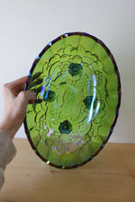 Indiana Glass Iridescent Green Legged Oval Bowl