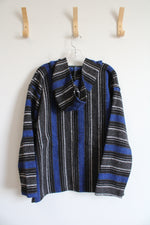 Earth Ragz Blue Gray Black & White Baja Hoodie | L