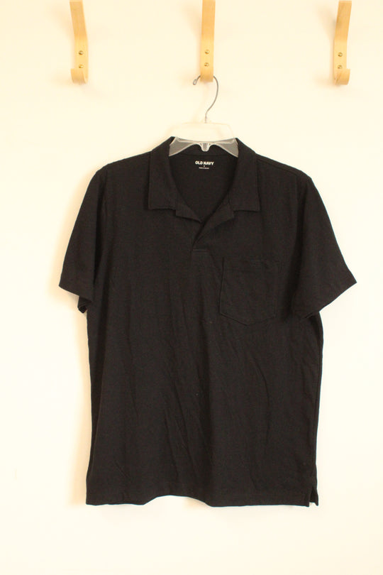 Old Navy Black Cotton SS Polo Shirt with Pocket | S