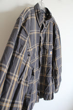 Carhartt Loose Fit Gray & Yellow Plaid Button Down Shirt | XL