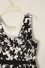 Luxe by Carmen Mark Valvo Black and White Floral Dress | 16