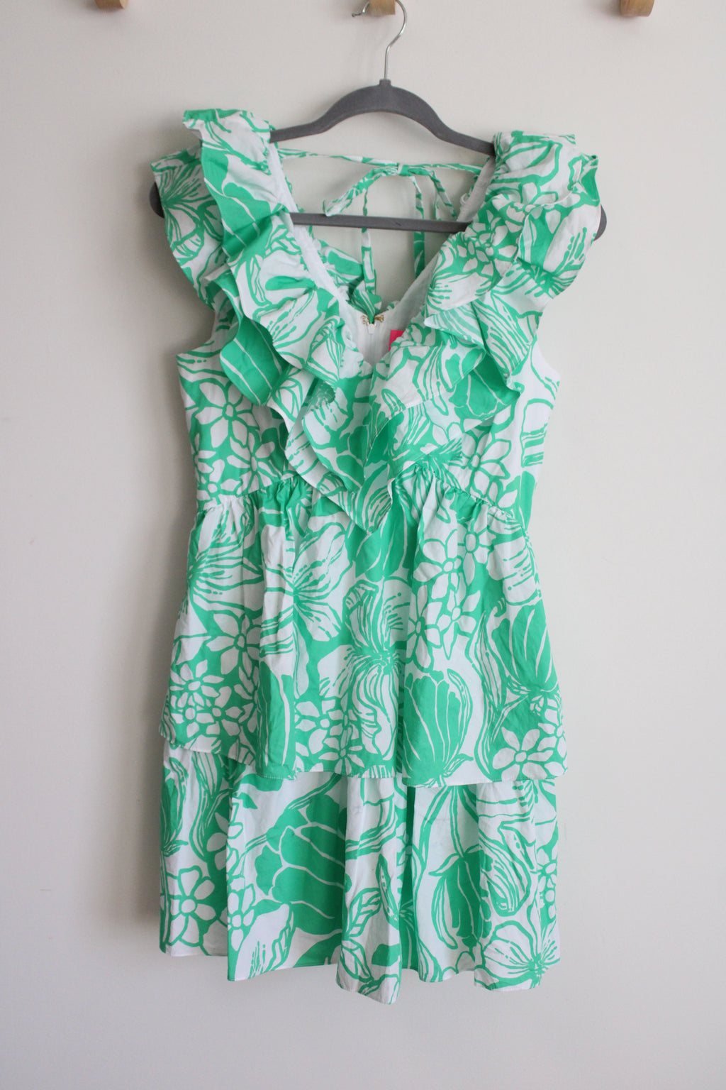 Lilly Pulitzer Ritamarie Green White Floral Ruffle Mini Dress | 4
