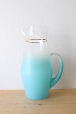West Virginia Vintage Frosted Blue Glass Tall Pitcher